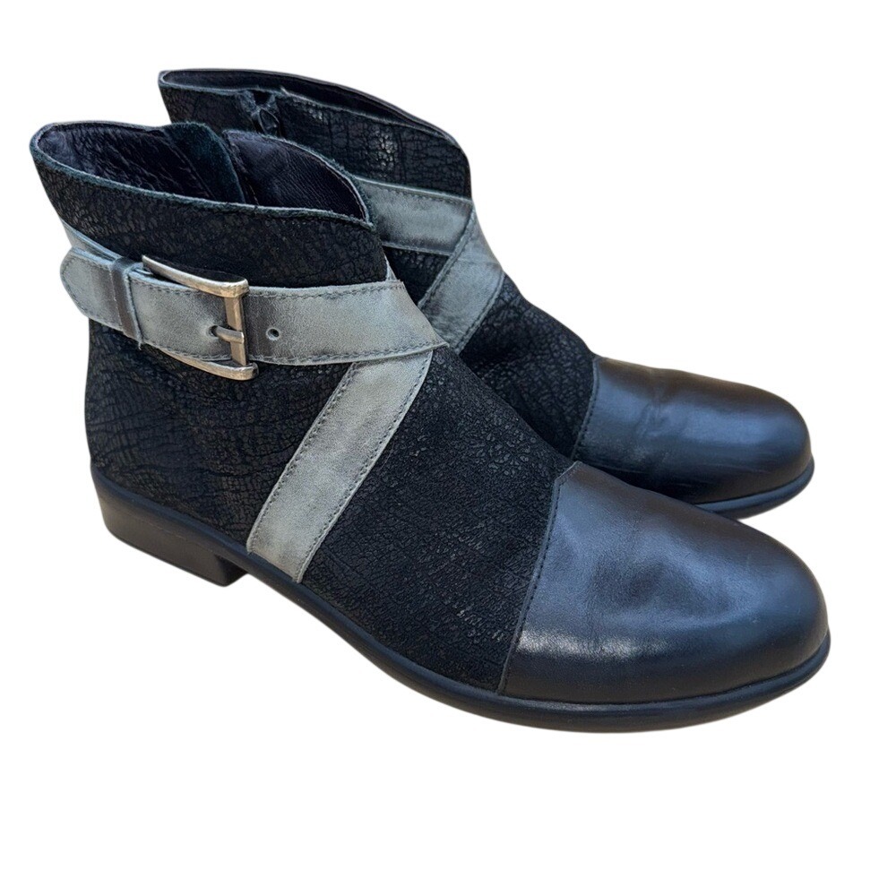 NAOT Boreas Black and Gray Ankle Boots, Women's Size 6 (EU 37), EUC